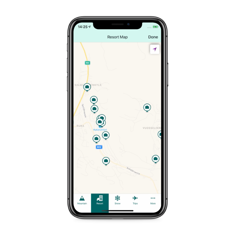 Crystal Ski Explorer app resort map screen