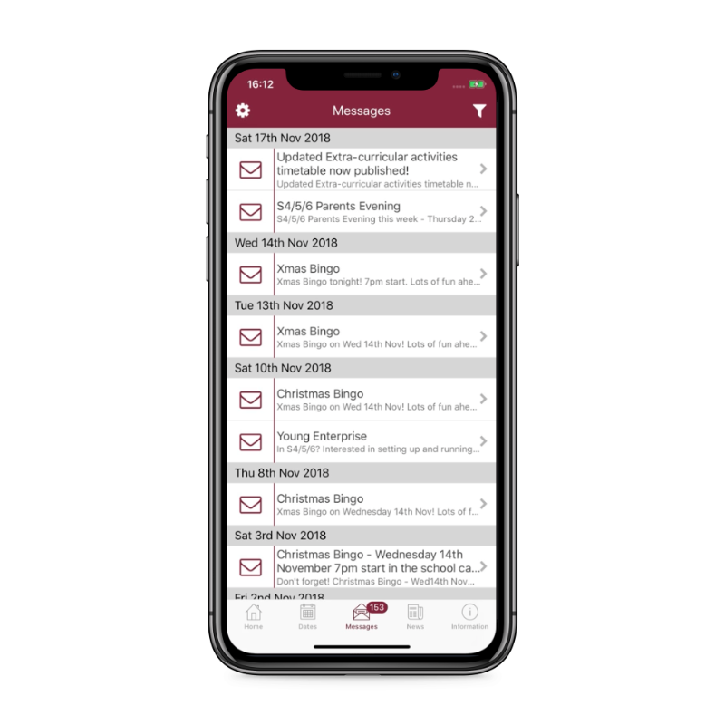 Screen shot of ConnectUs Parent App in iPhone