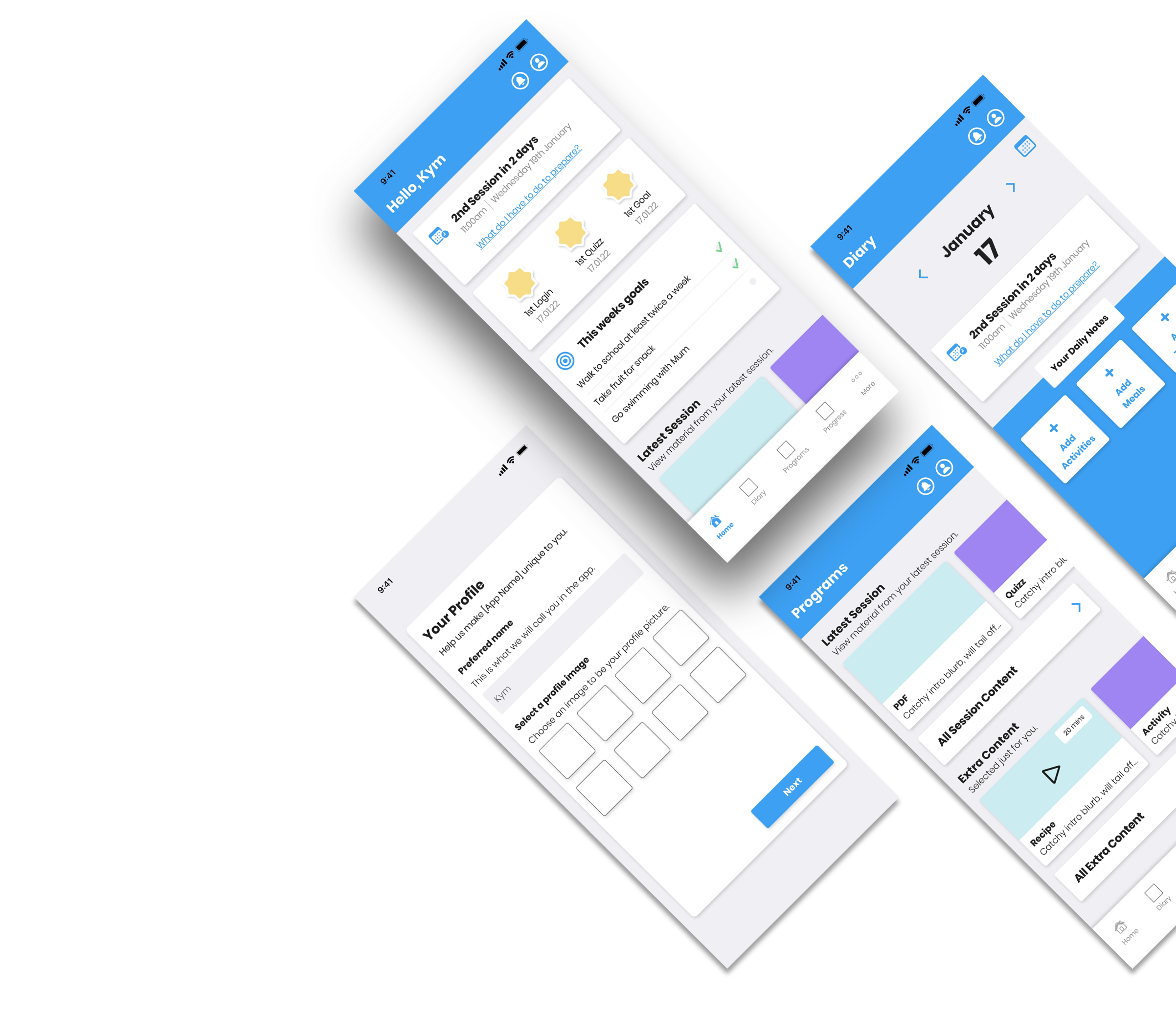 PEACH Wireframe Mockups